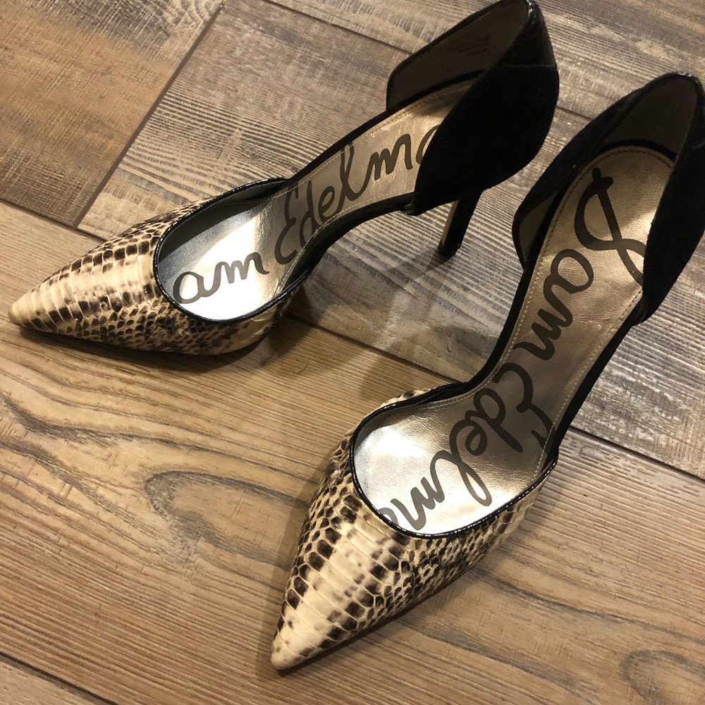 Sam Edelman Snake Print & Suede Black Heel